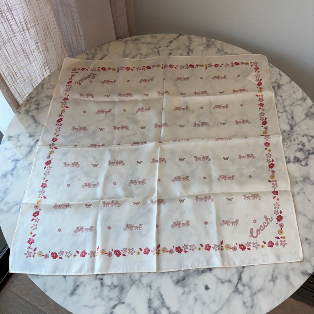 Coach floral horse and carriage silk scarf